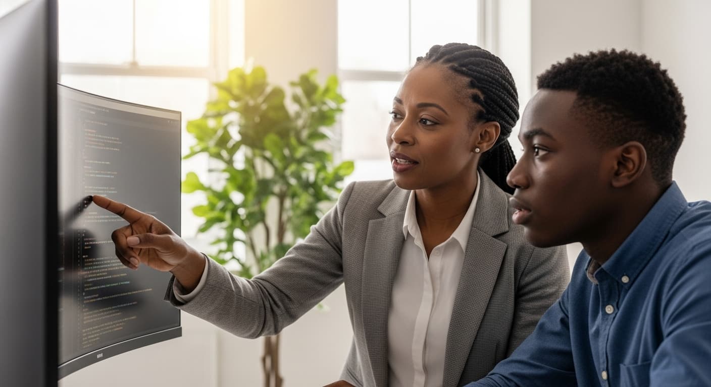 A diverse group of apprentices collaborating