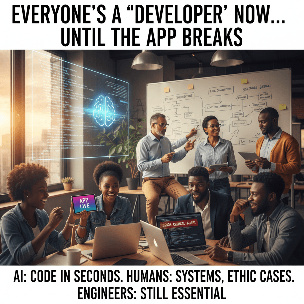 Cover image for AI can write code but it can’t write wisdom.